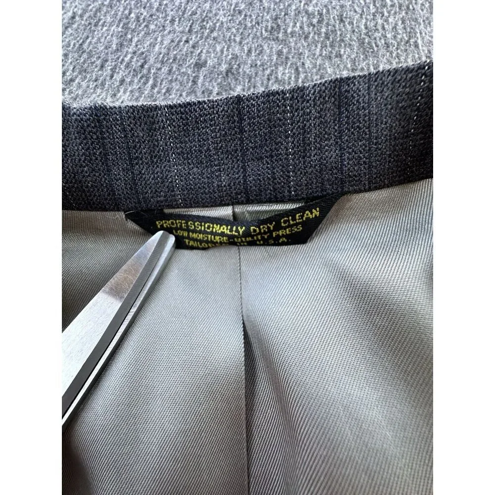 Sansabelt Jaymar Ruby Blazer Mens 38 Dark Gray Striped Wool Sports Coat Business